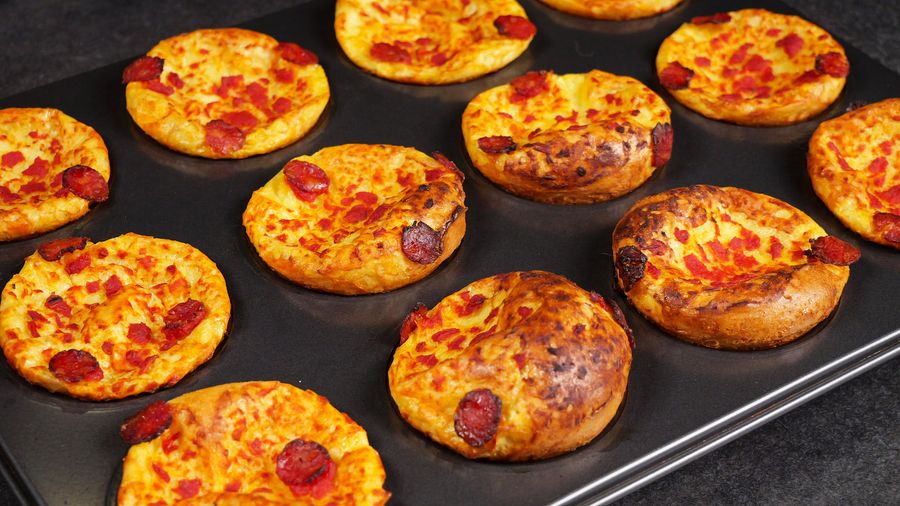Cheesy Pepperoni Pizza Muffin Bites — finished dish