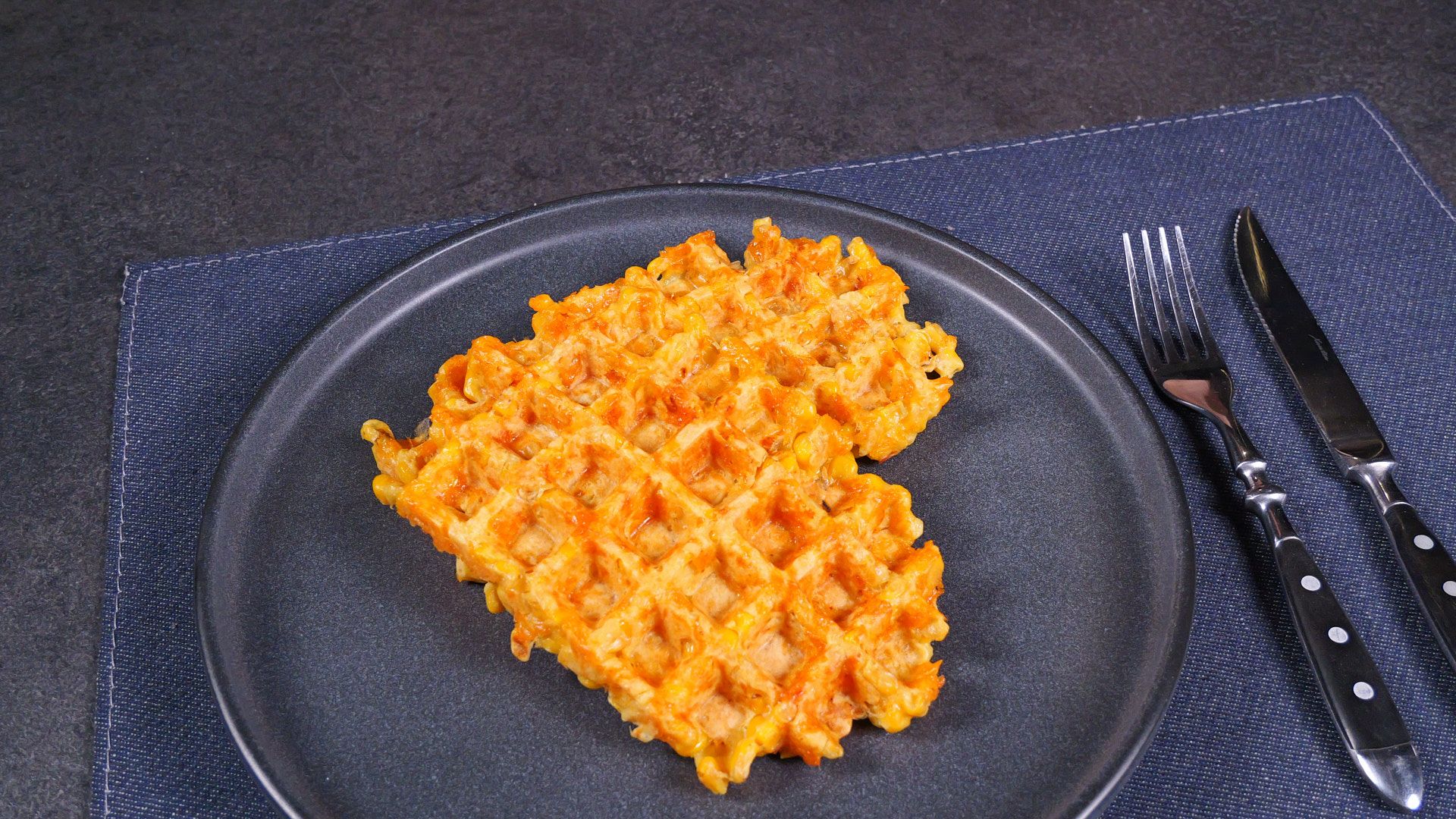 Crispy Corn Waffles — finished dish