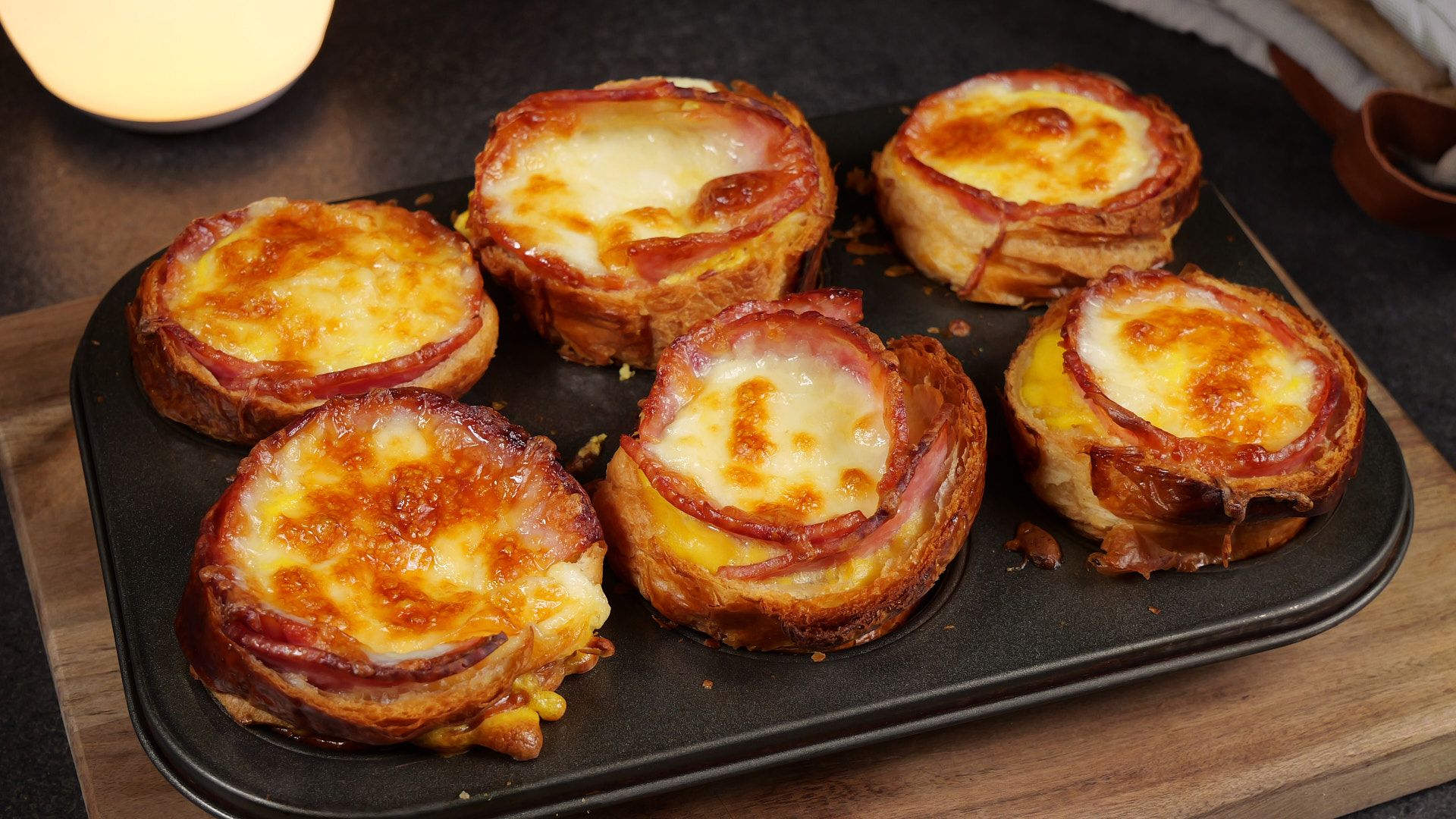 Ham, Egg & Cheese Croissant Cups — finished dish